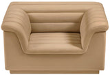Cascade Chair - Modern Boucle Fabric Seating with Curved Arms and Deep Channel Tufting for Comfort