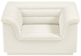 Cascade Chair - Modern Boucle Fabric Seating with Curved Arms and Deep Channel Tufting for Comfort