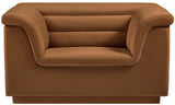 Cascade Chair - Modern Boucle Fabric Seating with Curved Arms and Deep Channel Tufting for Comfort