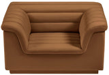 Cascade Chair - Modern Boucle Fabric Seating with Curved Arms and Deep Channel Tufting for Comfort