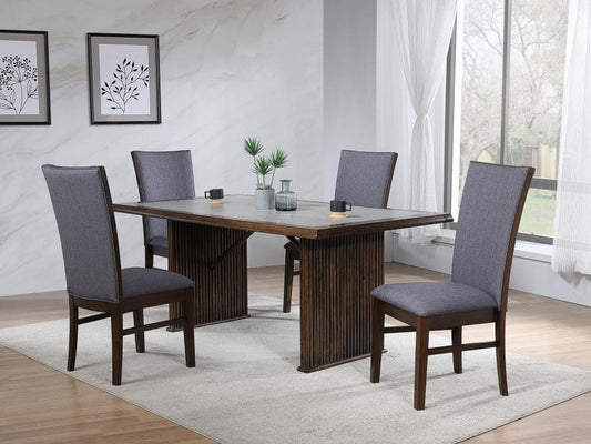 Sherwood 5-Piece Rectangular Dining Table Set – Brown