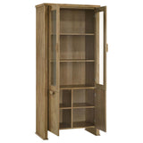 Adina 77-Inch Tall Display Cabinet – Distressed Light Brown
