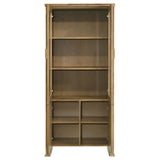 Adina 77-Inch Tall Display Cabinet – Distressed Light Brown