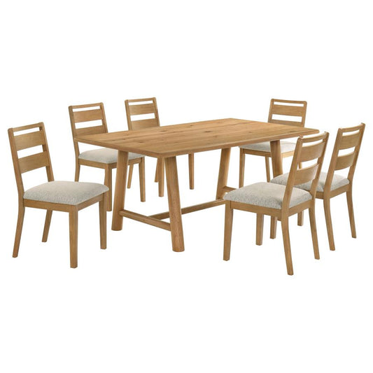 Duncan 7-Piece Rectangular Wood Dining Table Set – Washed Oak