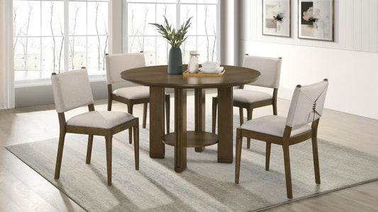 Ottowa 5-piece Round Wood Dining Room Table Set Brown