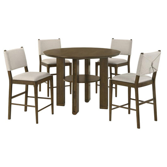 Ottowa 5-Piece Round Counter Height Dining Room Set – Brown