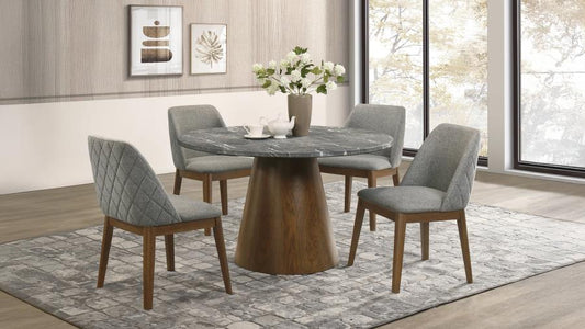 Franklin 5-Piece 50-Inch Round Dining Table Set Grey and Dark Oak