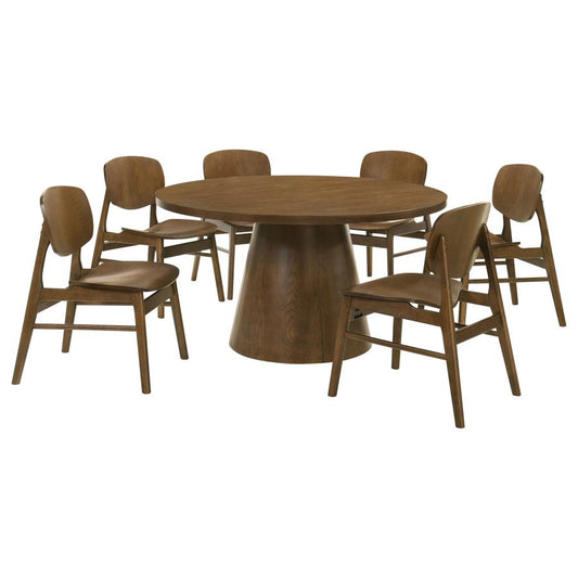 Franklin 7-Piece 54-Inch Round Dining Table Set Dark Brown