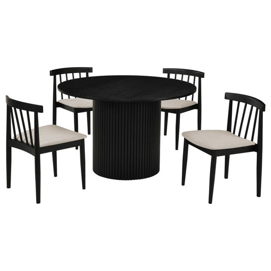 Hamlyn 5-Piece Round Wood Dining Set Wheat and Black