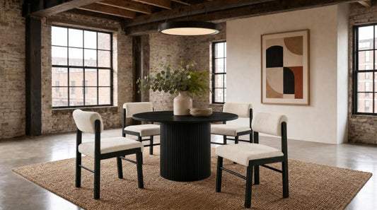 Hamlyn 5-Piece Round Wood Dining Set Cream and Black