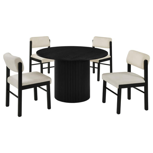 Hamlyn 5-Piece Round Wood Dining Set Cream and Black