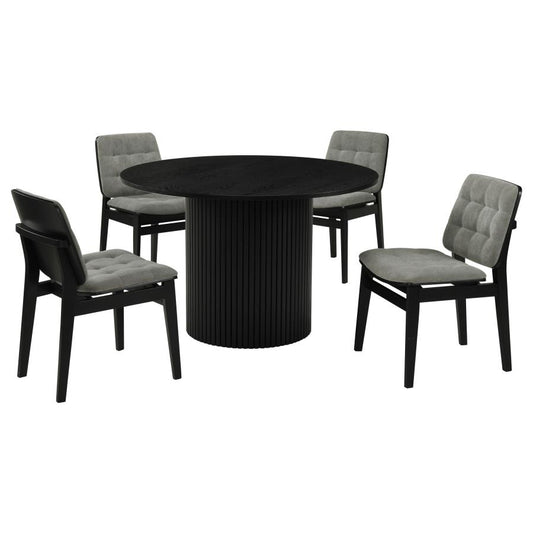Hamlyn 5-Piece Round Wood Dining Set Grey and Black