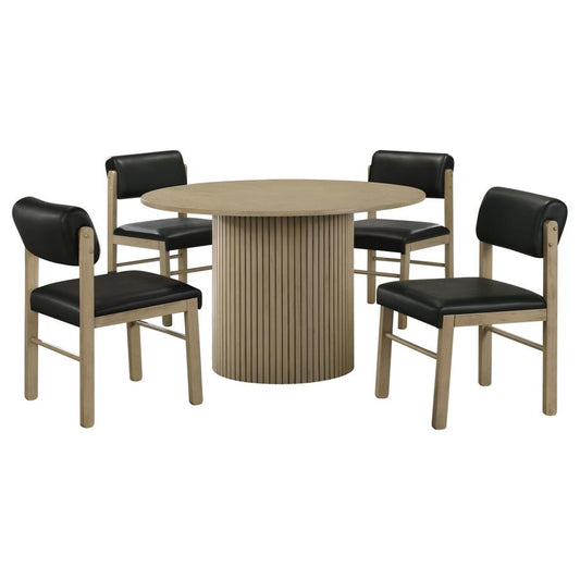 Hamlyn 5-Piece Round Wood Dining Set Black and Natural Oak