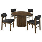 Hamlyn 5-Piece Round Wood Dining Set Black and Walnut