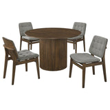 Hamlyn 5-Piece Round Wood Dining Set Grey and Walnut