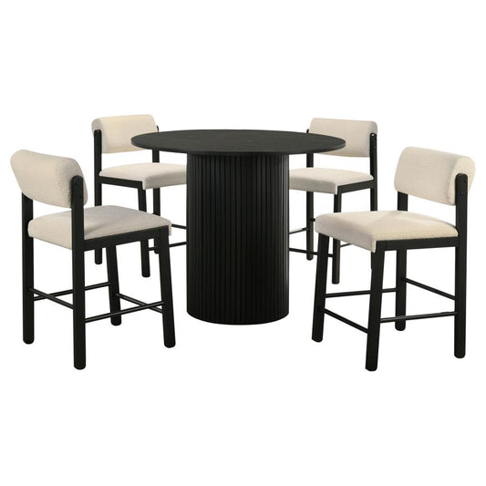 Hamlyn 5-Piece Round Wood Counter Height Dining Set Cream and Black