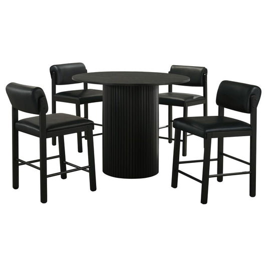 Hamlyn 5-Piece Round Wood Counter Height Dining Set Black