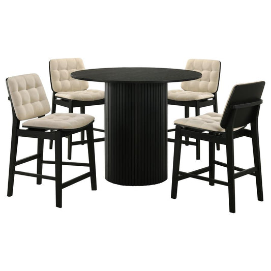 Hamlyn 5-Piece Round Wood Counter Height Dining Set Cream and Black