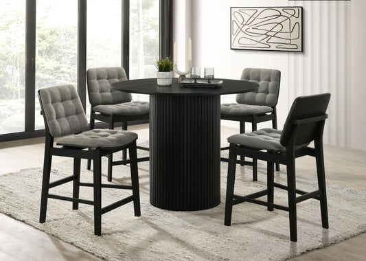 Hamlyn 5-Piece Round Wood Counter Height Dining Set Grey and Black