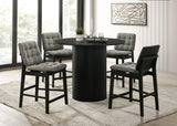 Hamlyn 5-Piece Round Wood Counter Height Dining Set Grey and Black