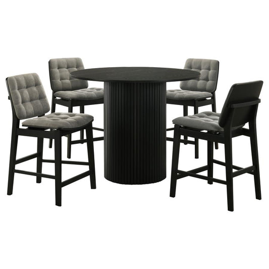 Hamlyn 5-Piece Round Wood Counter Height Dining Set Grey and Black