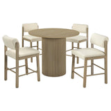 Hamlyn 5-Piece Round Wood Counter Height Dining Set Cream and Natural Oak