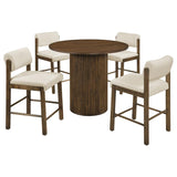 Hamlyn 5-piece Round Wood Counter Height Dining Set Cream and Walnut