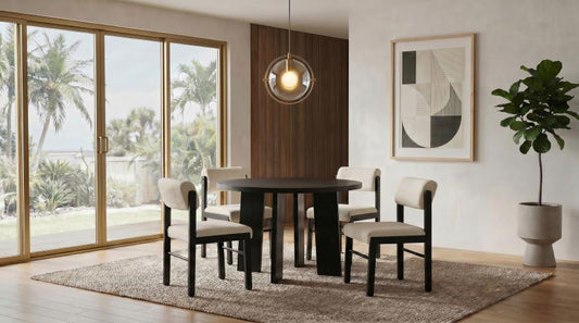 Strouse 5-Piece Dining Set – Cream and Black