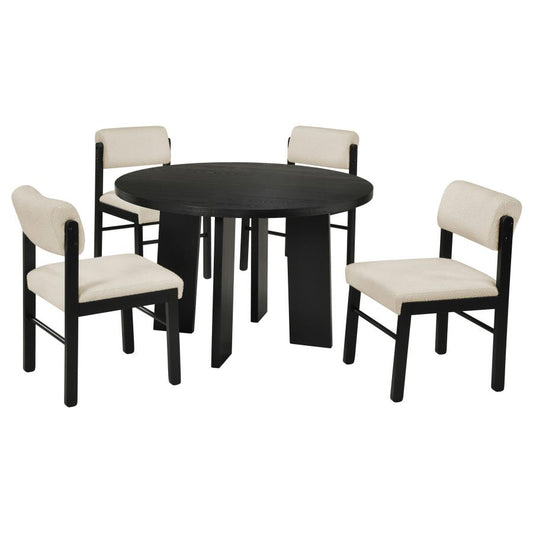 Strouse 5-Piece Dining Set – Cream and Black
