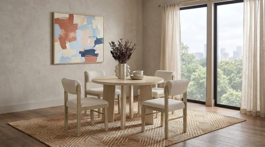 Strouse 5-Piece Dining Set Cream and Natural Oak