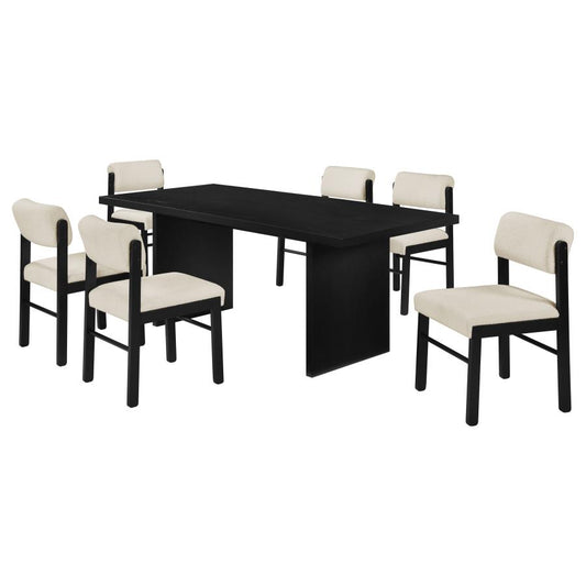 Decker 7-Piece 82-Inch Rectangular Dining Set Cream and Black