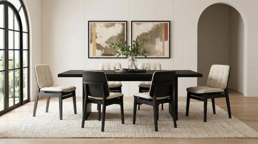 Decker 7-Piece 82-Inch Rectangular Dining Set Cream and Black