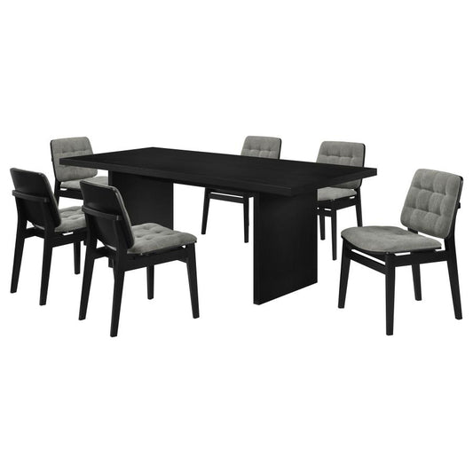Decker 7-Piece 82-Inch Rectangular Dining Set Grey and Black