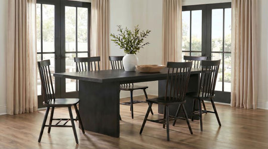 Decker 7-Piece 82-Inch Rectangular Dining Set Black