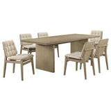 Decker 7-Piece 82-Inch Rectangular Dining Set – Cream and Natural Oak
