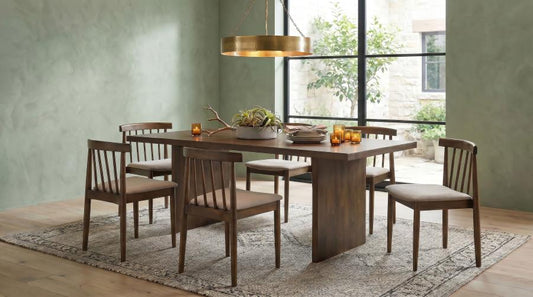 Decker 7-Piece 82-Inch Rectangular Dining Set – Wheat and Walnut
