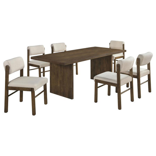 Decker 7-Piece 82-Inch Rectangular Dining Set Cream and Walnut