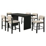 Decker 7-Piece 70-Inch Rectangular Counter Height Dining Set Cream and Black