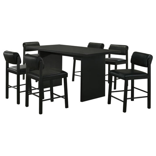 Decker 7-Piece 70-Inch Rectangular Counter Height Dining Set Black