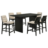 Decker 7-Piece 70-Inch Rectangular Counter Height Dining Set Cream and Black