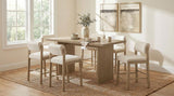 Decker 7-Piece 70-Inch Rectangular Counter Height Dining Set Cream and Natural Oak