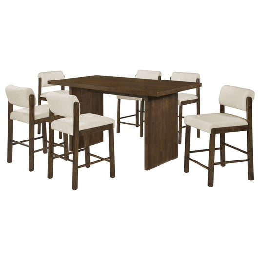 Decker 7-Piece 70-Inch Counter Height Dining Set Cream and Walnut