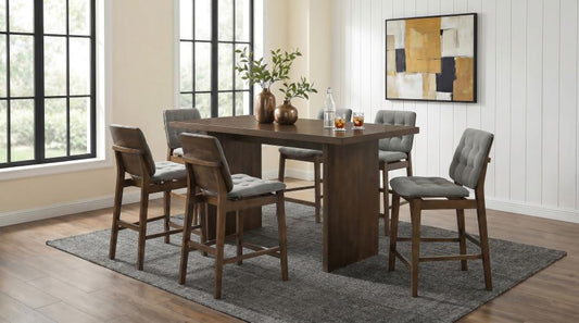 Decker 7-Piece 70-Inch Counter Height Dining Set Grey and Walnut