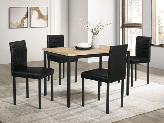 Garza 5-Piece Rectangular Dining Table Set Greige Oak