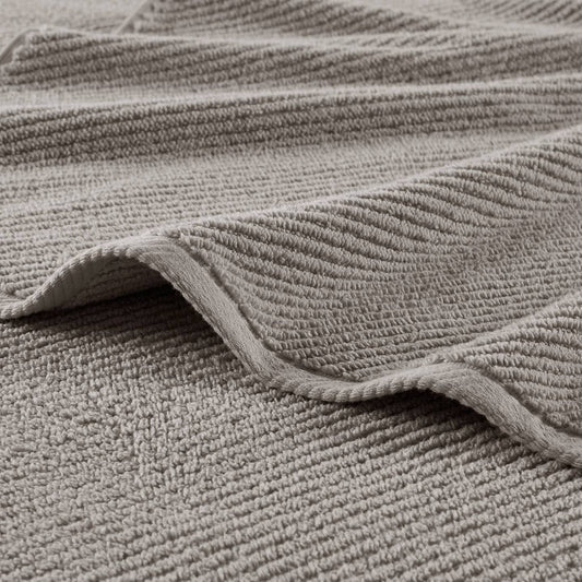 6pcs 100% Cotton Quick-Dry Ribbed Towel Set, Grey
