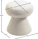 Drum Ottoman - Plush Faux Shearling Teddy Fabric Stool with Tapered Base for Stylish Comfort
