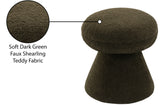 Drum Ottoman - Plush Faux Shearling Teddy Fabric Stool with Tapered Base for Stylish Comfort