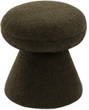 Drum Ottoman - Plush Faux Shearling Teddy Fabric Stool with Tapered Base for Stylish Comfort