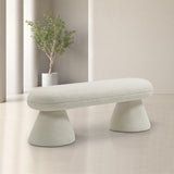 Drum Stylish Faux Shearling Teddy Fabric Bench – Contemporary Comfort for Any Room Décor Upgrade