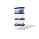 8 Piece Set (7Oz) Round Glass Storage Containers With Lids, Blue